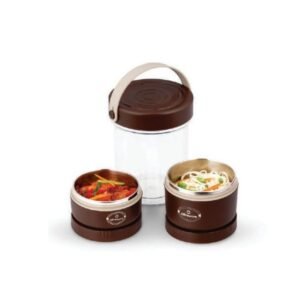 PINE LUNCH BOX WITH 2 CONTAINER - OLIVEWARE