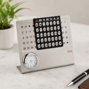 Steel Calendar with clock - VS