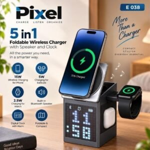 PIXEL FOLDABLE SPEAKER AND CLOCK - EZEE